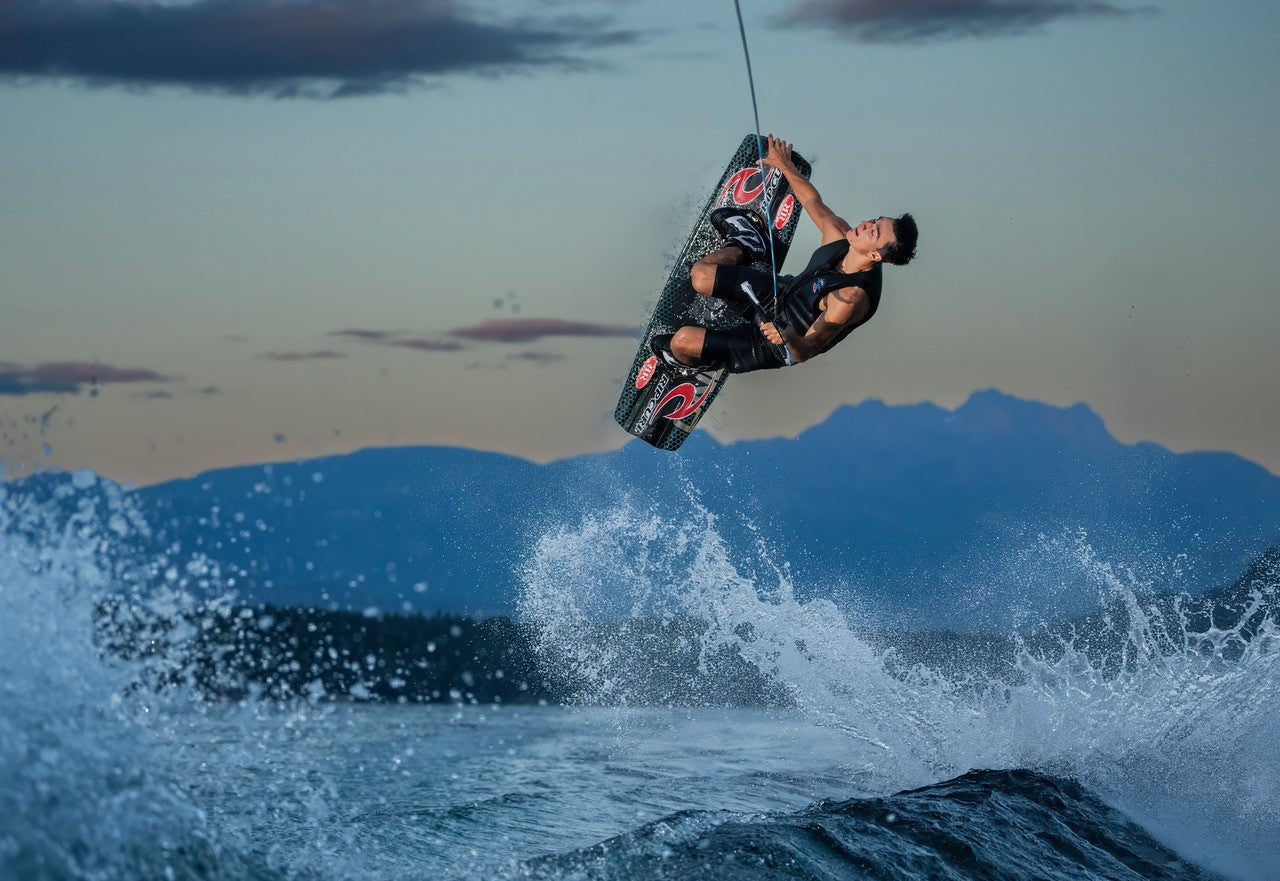 Photo of athlete wakeboarding in water taken by photographer Hunter Smith